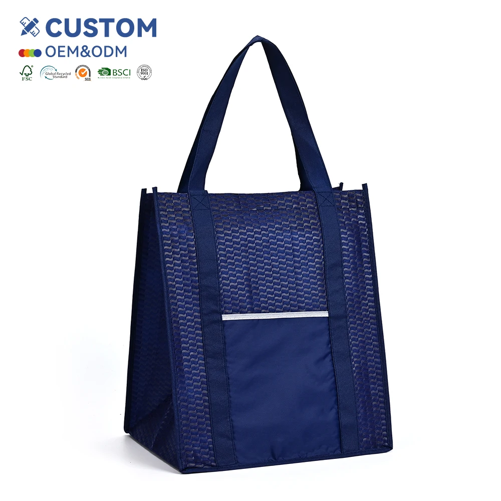 Custom Sublimation Printed Eco-Friendly Reusable Shopping Bags Large Medium Non-Woven Laminated Letter Pattern for Grocery Food