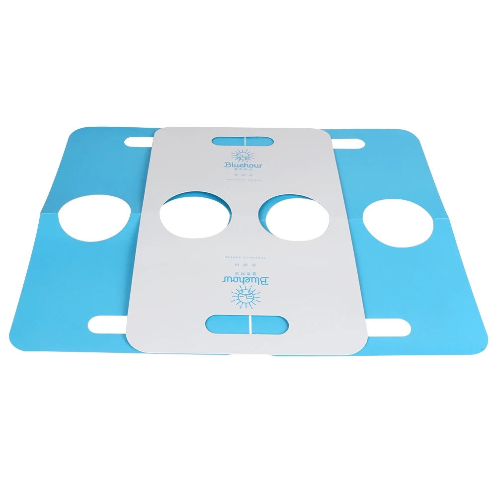 Wholesale Custom Paper Pulp Cup Holder 2/4 Coffee Cup Carrier Tray Hot Drink Beverage Packaging Recyclable Custom Logo