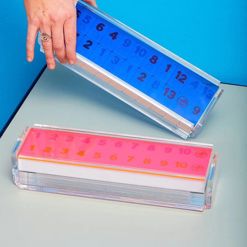 Рамми куб плитка игра с люцитовой коробкой семейная настольная игра румми домино игры демонстрационный чехол