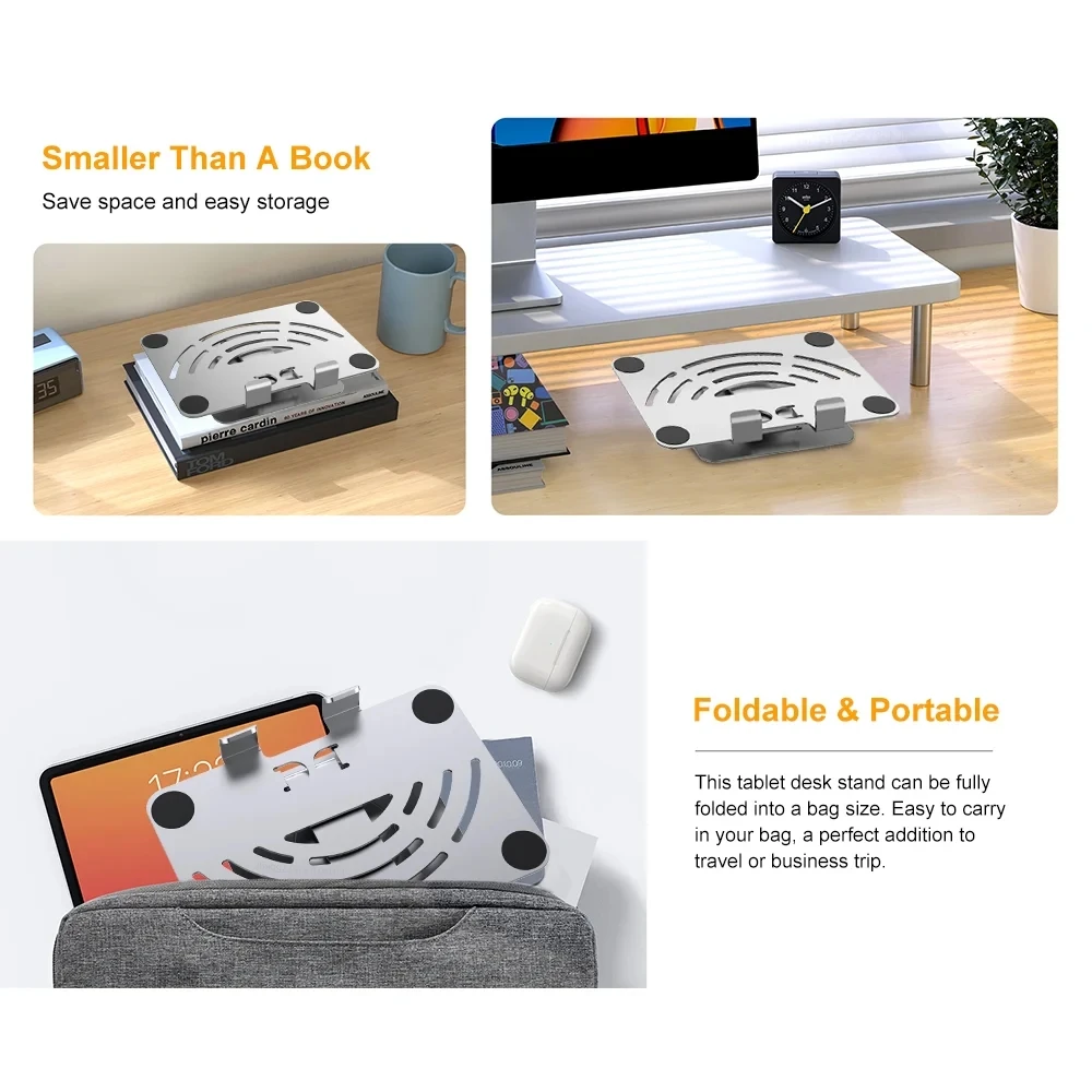 Tablet Holder Stand 360 Rotation Portable Foldable Desktop Laptop Stand Aluminium Alloy Laptop Holder