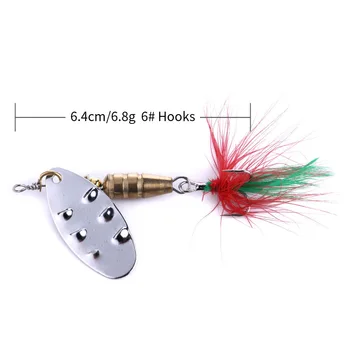 Wholesale SP053 6.8cm 7.4g Artificial Metal Spinner Baits Spoon Fishing Lures with Feather Hook for Saltwater & Fly Fishing – Metal Jig – view 5