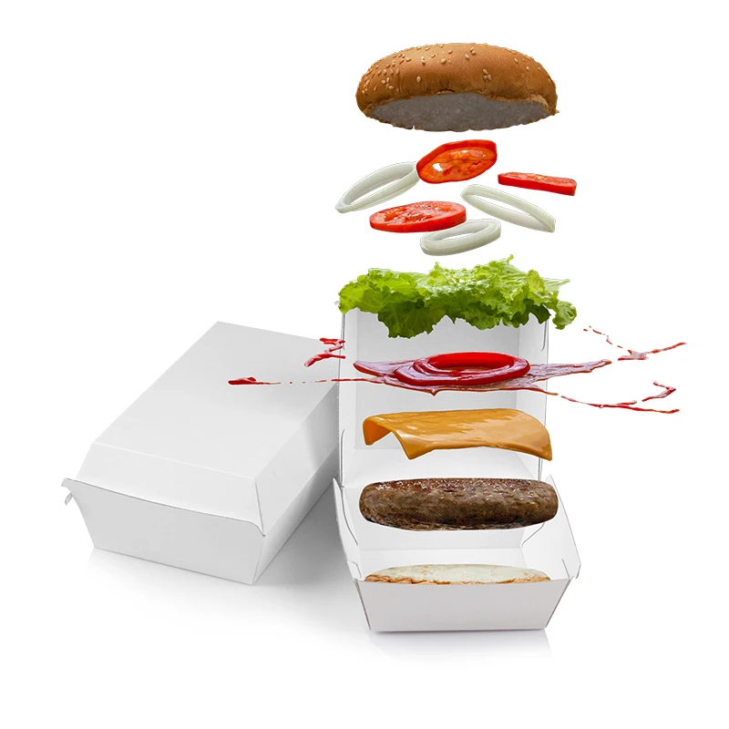 Custom Brown White Kraft Cardboard Packing Paper Corrugated Burger Box with Your Own Logo details