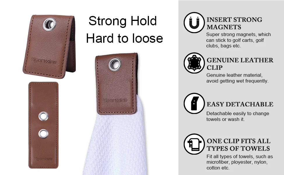 Golf Towels Clip Outdoor Detachable Pu Leather Golf