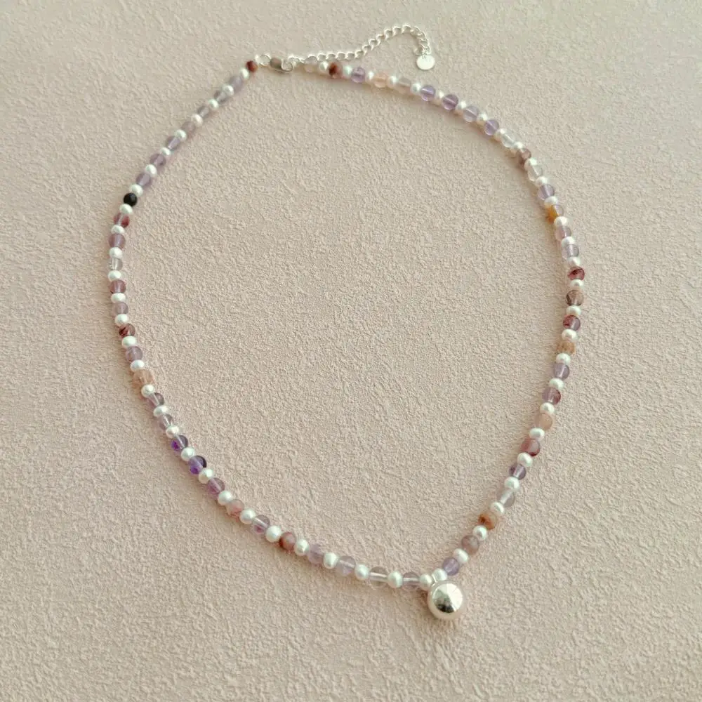 KAKODIY fashion natural purple stone beaded necklace 925 sterling silver adjustable necklace jewelry detail 5