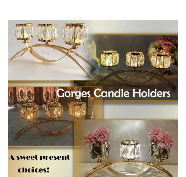 Wholesale Crystal Candle Holder 3arm Crystal Candelabra For Wedding Centerpieces And Home Decor