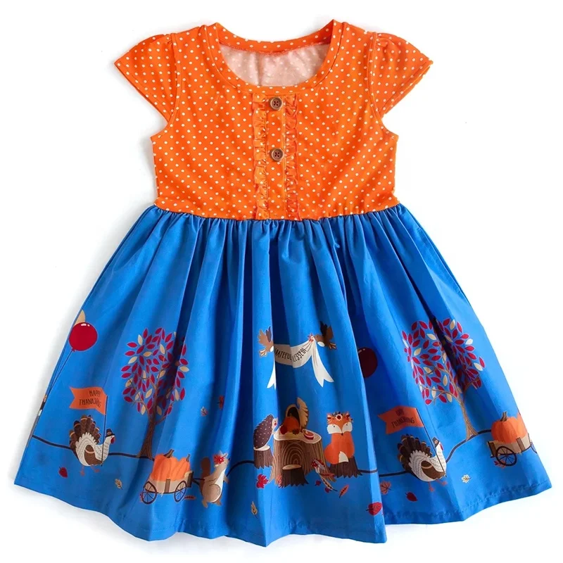 Печать по запросу оптовая продажа детская одежда для девочек платье с оборками на Хэллоуин Детская