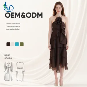 Women's 2026 New Fashionable Three-dimensional Flower Layered Decorative Dress, Retro Sleeveless Casual Women's Dress