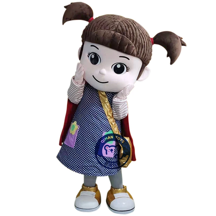 Qiman Custom High Quality Adult Cartoon Human Girl Boy Character Mascot Costume Walking Cosplay Mascot Costume for Sale