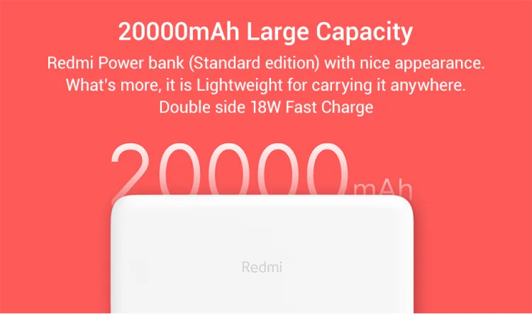 Vente en gros Redmi 18W charge rapide 20000 mah powerbank original xiaomi 20000 mah powerbank pour téléphone