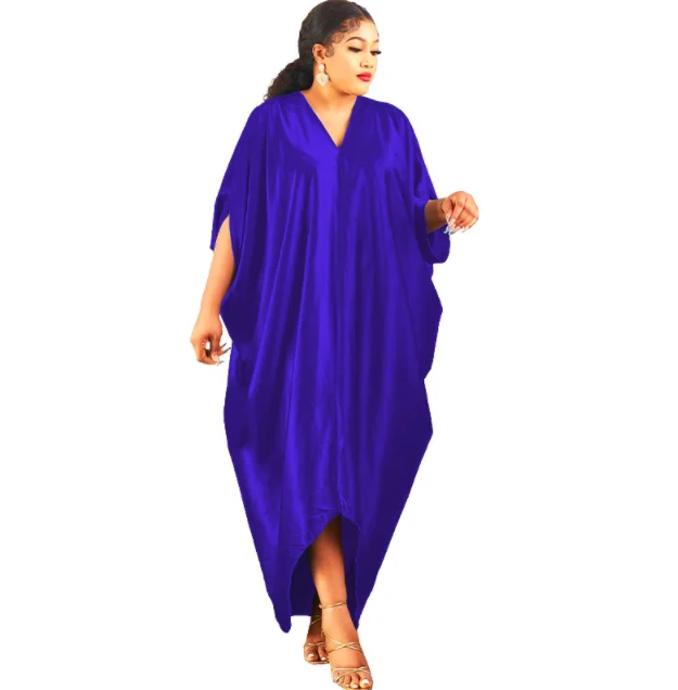 H & D New African Muslim Plus Size Women V-neck Chiffon Long Dress ...