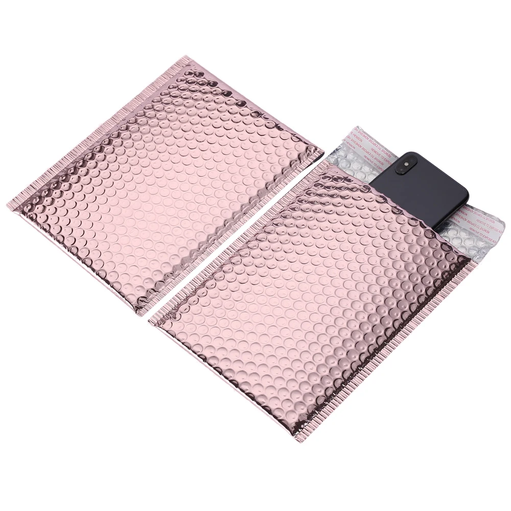 Custom Printed Metallic Bubble Envelope Factory Wholesale rose red Poly Bubble Mailers Padded Mailing Bags