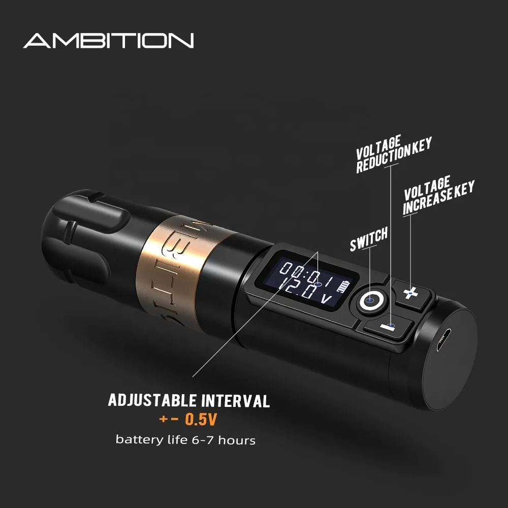 Ambition Soldier 2400mAh デジタルディスプレイ電動タトゥーガン