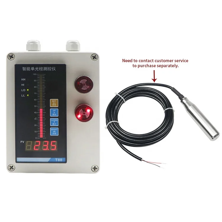 English Version T80 Liquid Level Controller Box Small Size ABS Fire Water Tank Liquid Level Sensor Display Instrument with Alarm