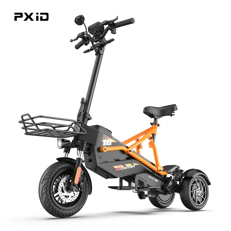 Retail Price PXID Fast Three Wheel Off Road Electric Scooter for Adults Food Delivery Three Wheel Electric Scooter