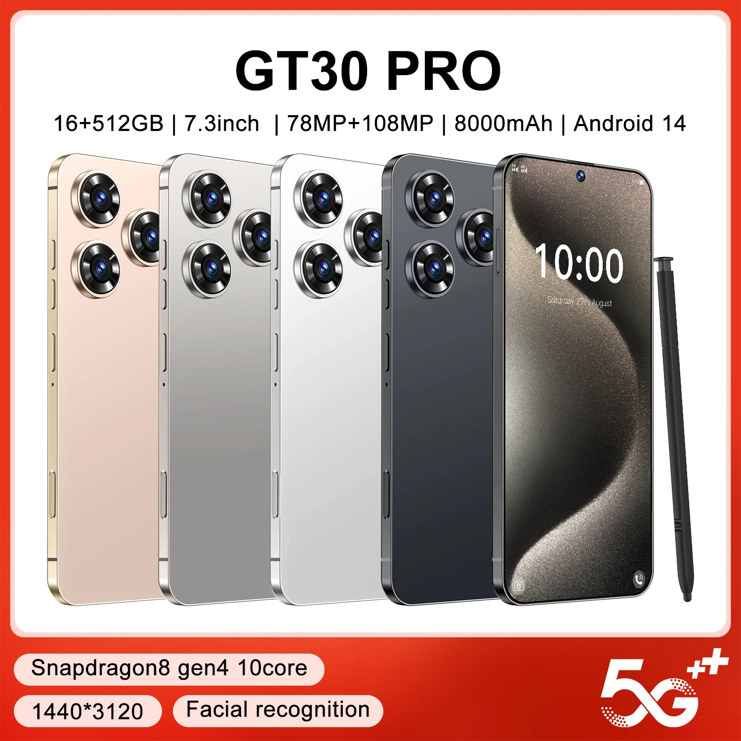 RTS 2025 Gaxly Unlocked 5G GT30 PRO - 16GB+512GB Android Phone