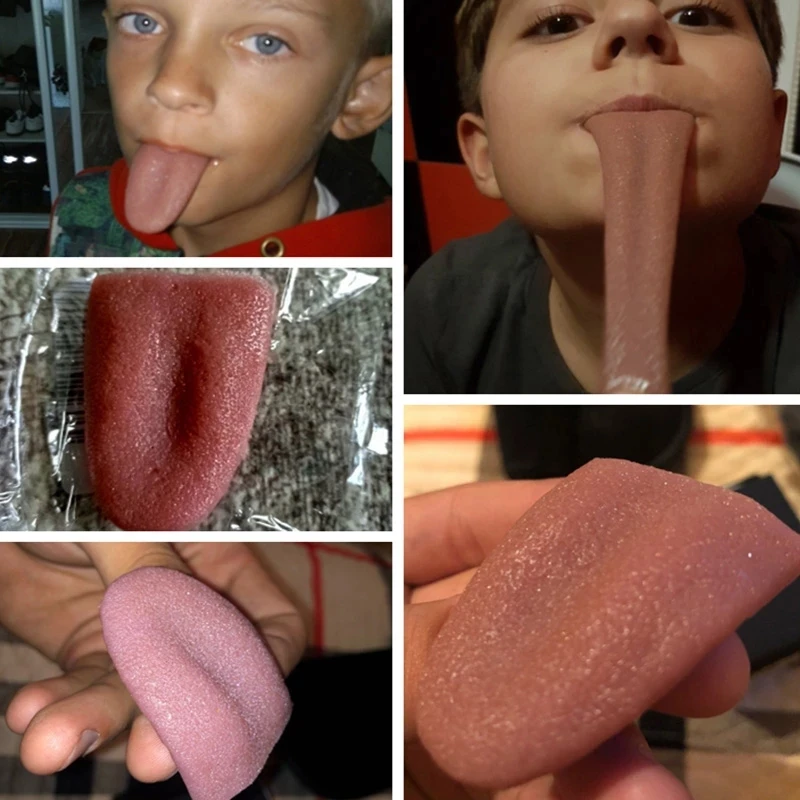 Horror Silicone Fake Tongue Funny Magic Tricks Whole Person False  Simulation Rubber Tongue Decompression Toy Halloween Prank