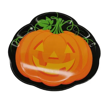 New Customized Product Halloween Theme Party Decorative Tableware Pumpkin Ghost Printed Plastic Plate