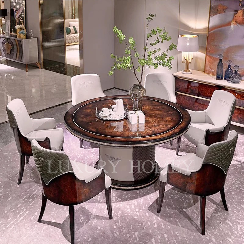 Modern Dining Room 6 Seaters Chair Luxury Design House Furniture Leather Wooden Veneer Dining Chairs For Dining Table 333086