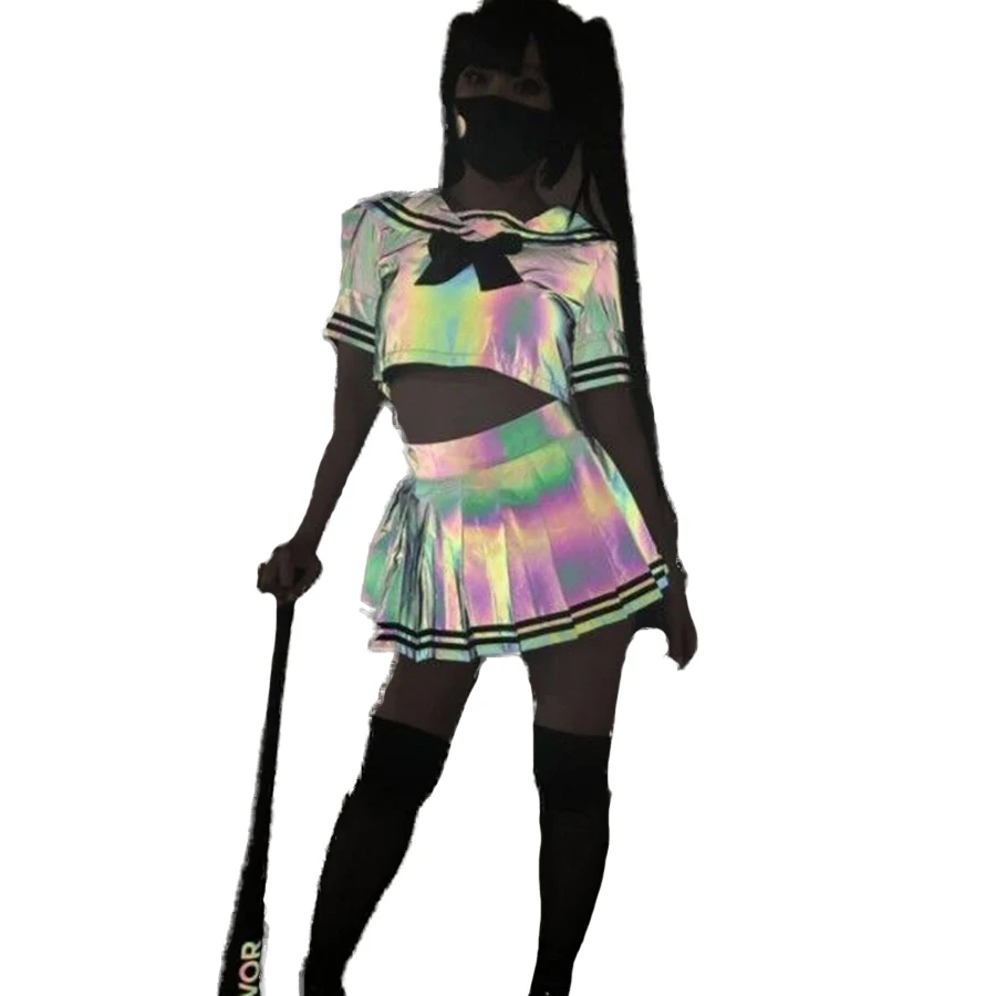 Outfit Light Reflective Skirt See Through Mini Skirt Sheer Lace