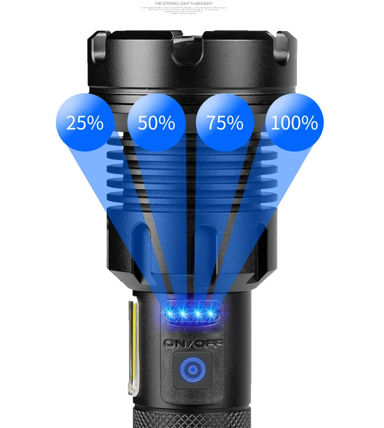 La torche XHP90 LED allume la lampe de poche rechargeable par USB de 100000 lumens, la torche étanche zoomable avec la batterie 2Pcs 5000mah et le projecteur à 3 modes pour les