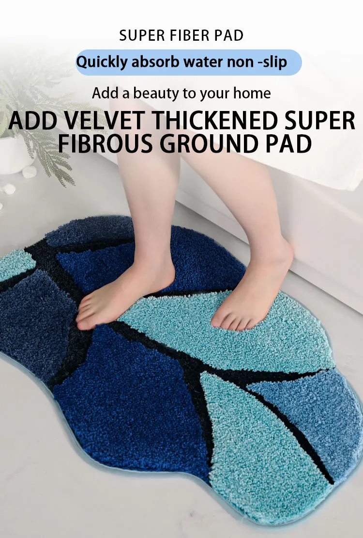 Luxury Leaf Shape Microfiber Anti-Slip Super Absorbent Bath Rugs Mat for Bathroom Soft bathroom mat factory