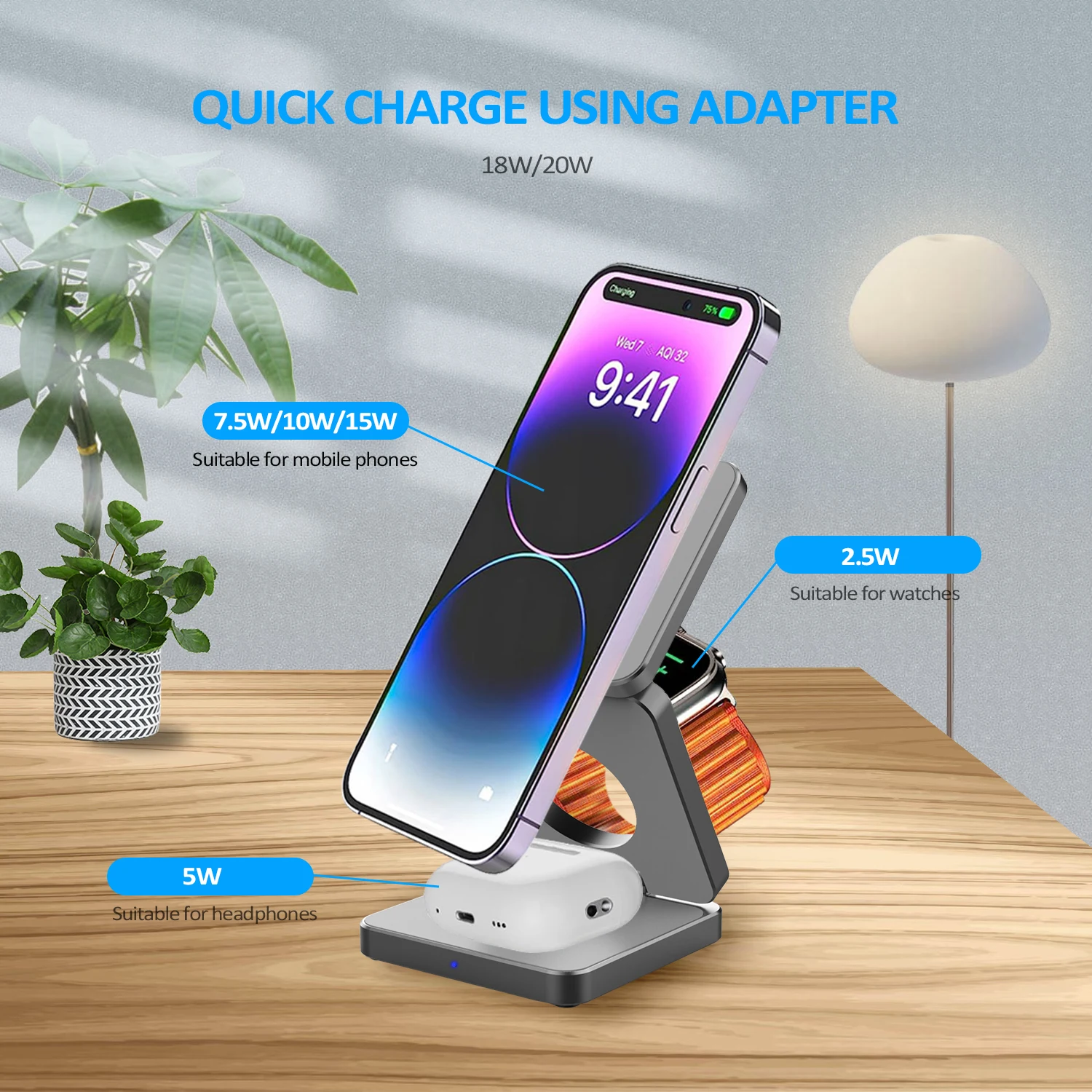 Portable Qi Wireless Magnetic Phone Charger Stand Holder Foldable 15w ...