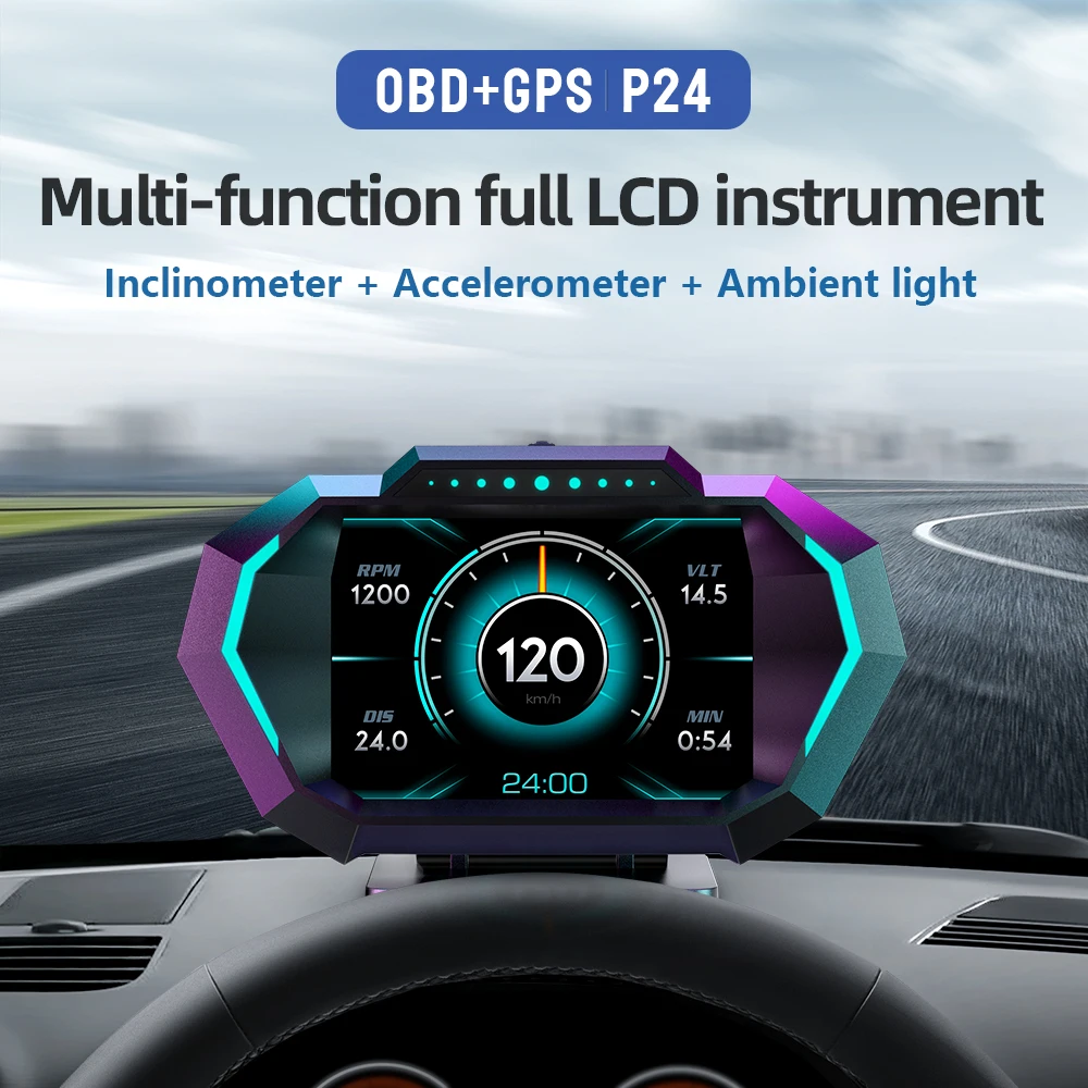 HUD Display Testa Alta Per Auto OBD2+GPS - Mostra Velocità, Giri, Temperatura, Allarmi, Installazione Versatile