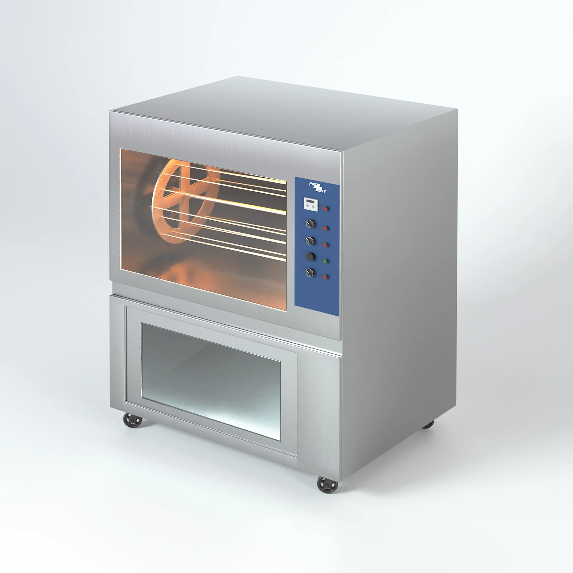 Vertical Big Korean Electric Convection Rotary Brasa Fried Chicken Duck Wings Temperature Baking Oven Roaster Pan