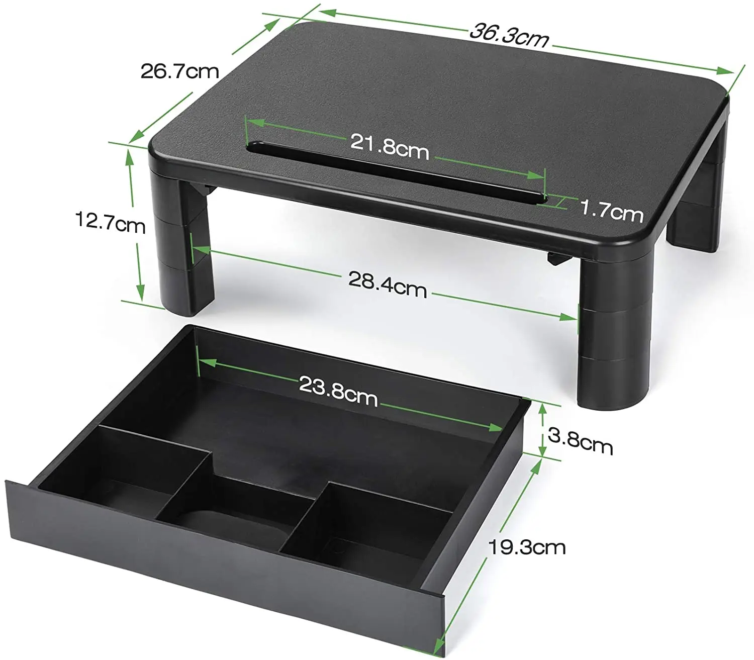 Simple Houseware Desk Monitor Stand Riser with Adjustable Organizer Tray Black Small Printer Stand Computer Monitor Stand