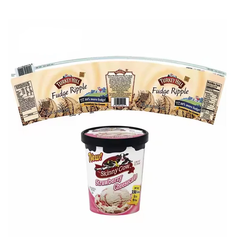 Freezer Proof Ice Cream Sticker Label Custom Printing Waterproof Adhesive Frozen Food Packaging Label Stickers