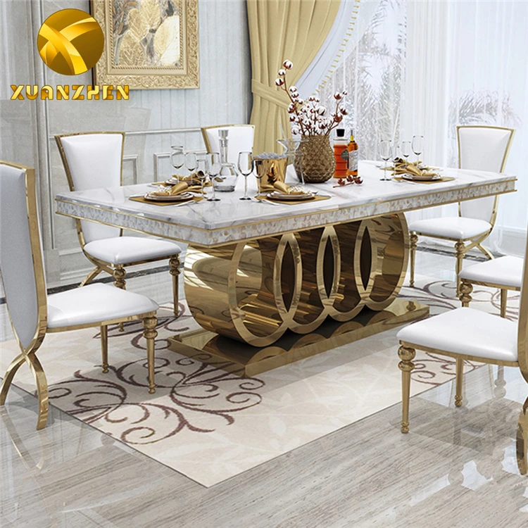 Luxury Modern Dining Room Sets with Marble Table & Stainless Steel Legs ...