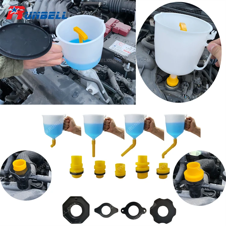Universal Coolant Filling Kit Coolant Refilling Funnel Set Radiator Spill Free Funnel Kit Set