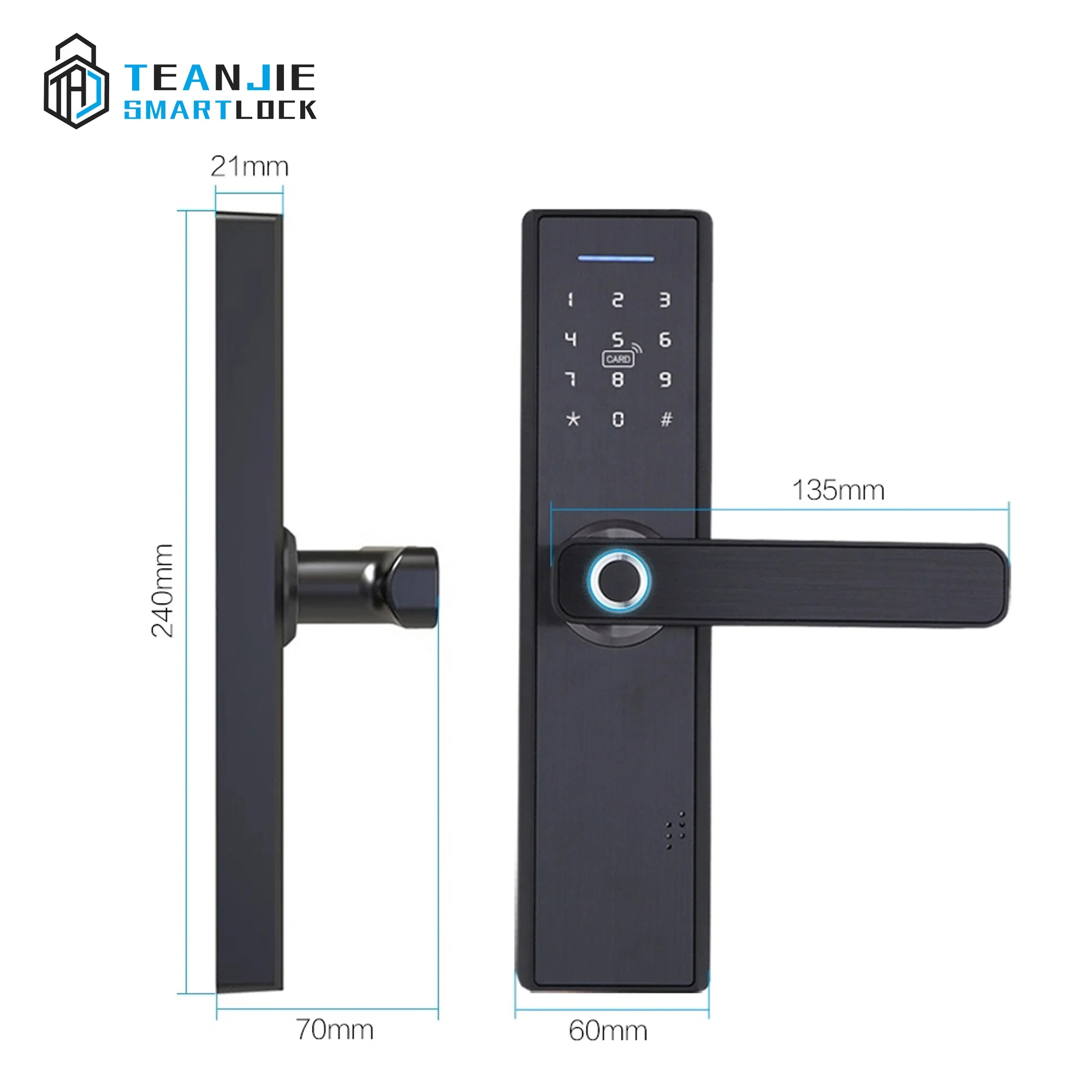 Aluminum Alloy Fingerprint & Keyless Password Smart Lock Waterproof Outdoor Digital Door Lock with Wifi Doorbell for Wood Door