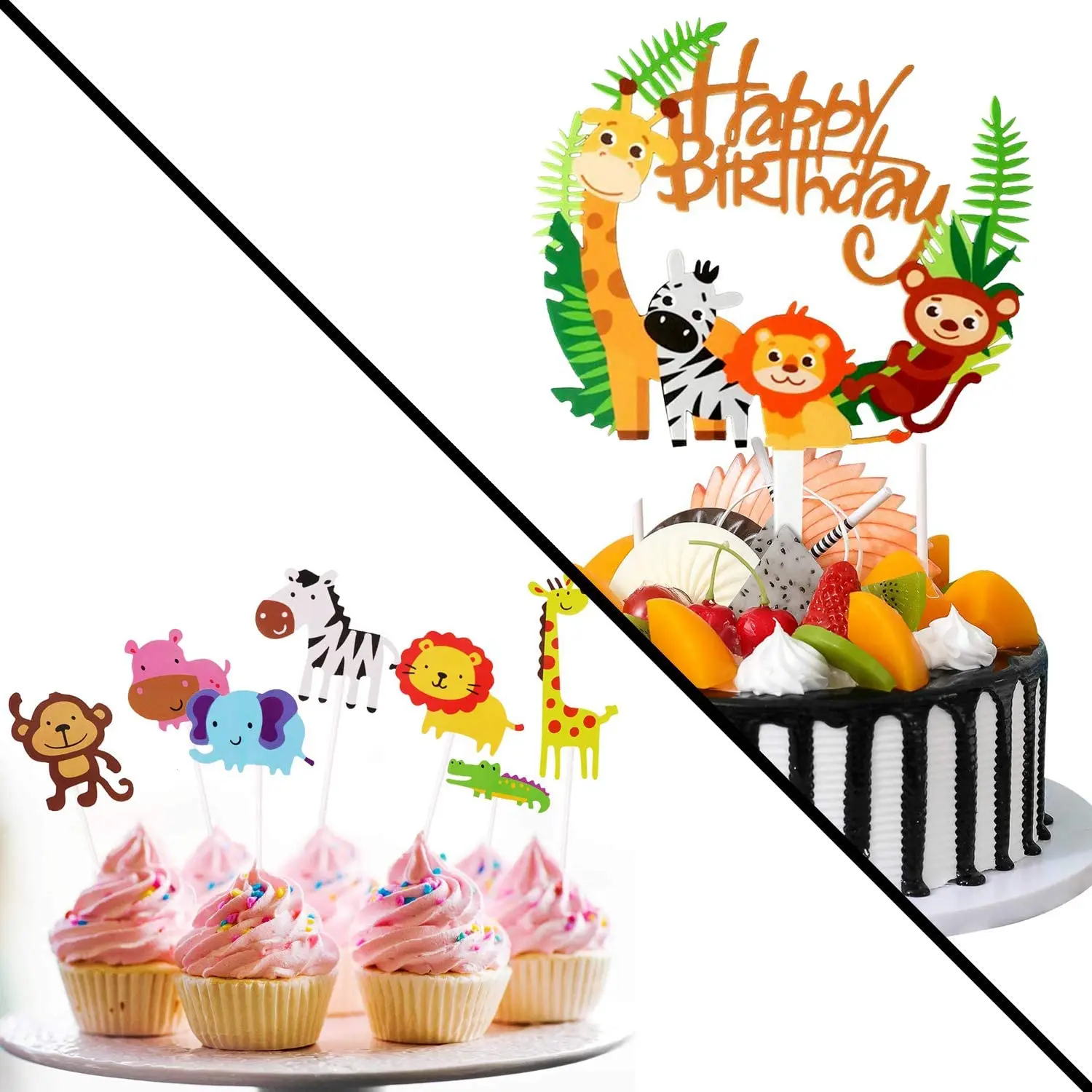 Animal Gateau Topper 1 Pieces Zoo Animaux Joyeux Anniversaire Banniere 35 Animaux Cupcake Topper Pour Enfant Fete D Anniversaire Decoration Jungle Buy Jungle Chasse Animal D Anniversaire Partie Scene Decoration Decoration Jungle Safari Theme Ballon