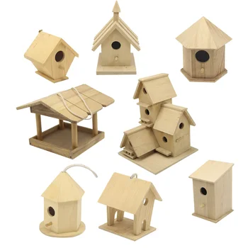Diy natural wood birdhouse hanging wooden pigeon bird house for outdoor