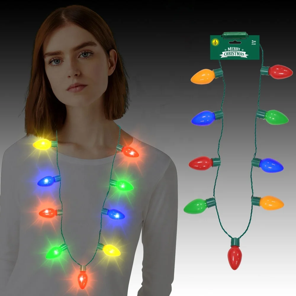 Multicolor LED Light-Up Party Necklace with Battery Power for Christmas  Decoration Supplies Flashing Necklaces
