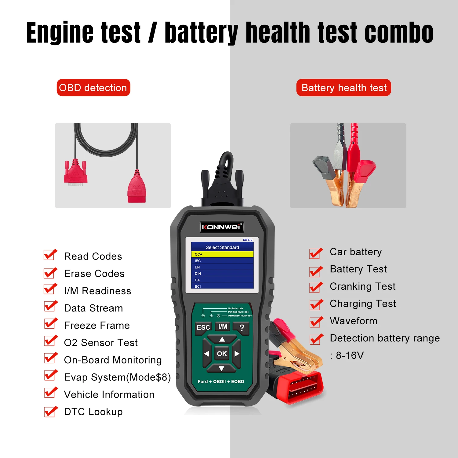 2023 KONNWEI KW470 Full System Diagnostic Tool OBD2 Car Scanner for Ford Lincoln Mercury