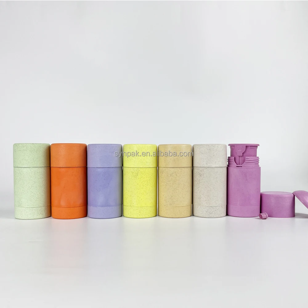 60ml  Wheat Straw Material Refillable Empty Deodorant Stick Tube Eco Twist up Plastic Cosmetic Container Cylinder Bottle