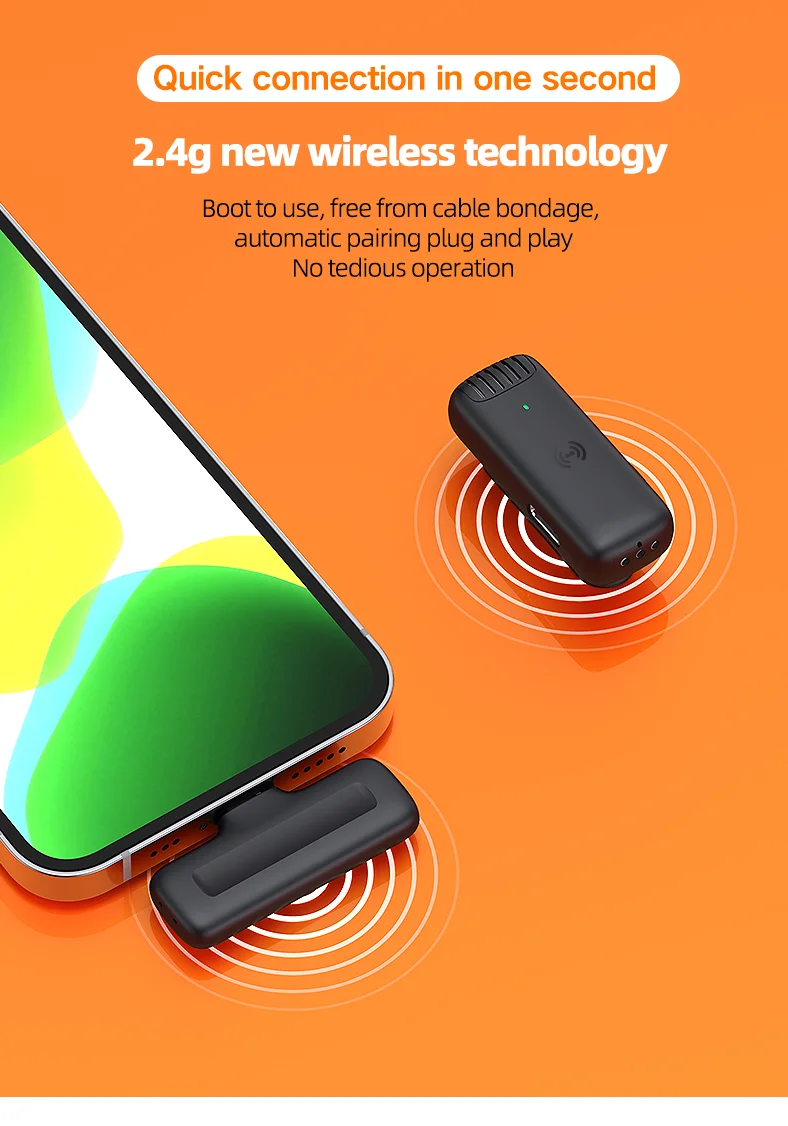 Wireless Microphone with Charging Case Video Lavalier Microphone for iPhone Android Portable with YouTube Tiktok