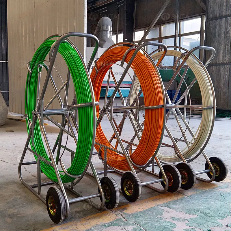 11mm Yellow Fiber Glass Duct Rodder Push Pull Rod Fish Tape Reel