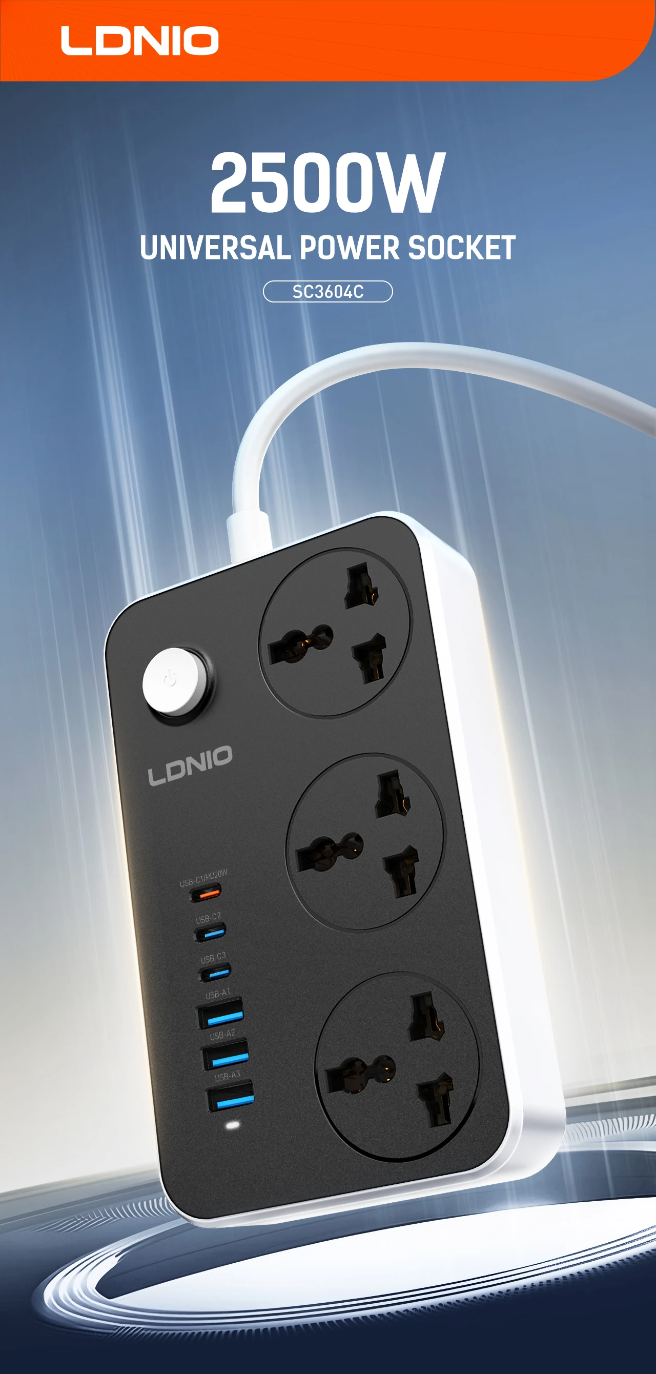 LDNIO SC3604C Power Strip description image