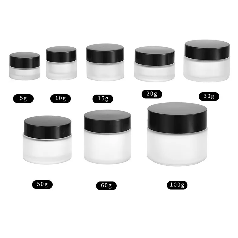 Custom 5ml 15ml 20ml 30ml 50ml 100ml Cosmetic Skin Care Cream Containers Empty Frosted Glass Jars details