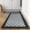 Linen Kitchen Mat - Four-Leaf Clover Black