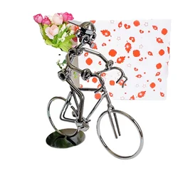 Amzon Hot Sale Creative Metal Crafts Iron Figurine Ride Bicycle Model for Desktop Decoration
