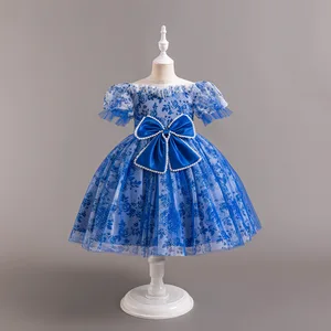 Girls Cross-border Direct Supply Summer 2026 Small Floral Printed Cotton Blend Gauze Children's Birthday Princess Dress for 3-8