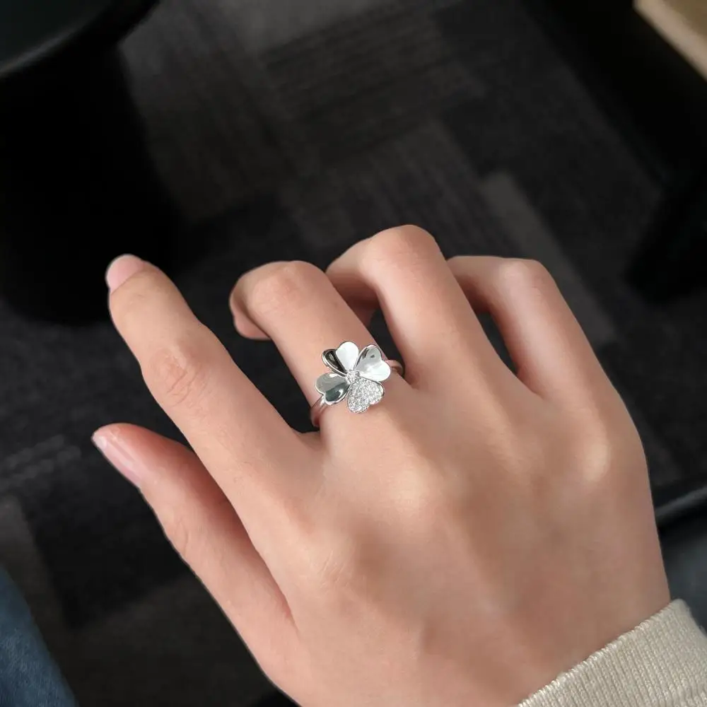 KAKODIY Luxury Women's Jewelry Ring Engagement Wedding 925 Sterling Silver Four Leaf Clover Flower Ring detail 8
