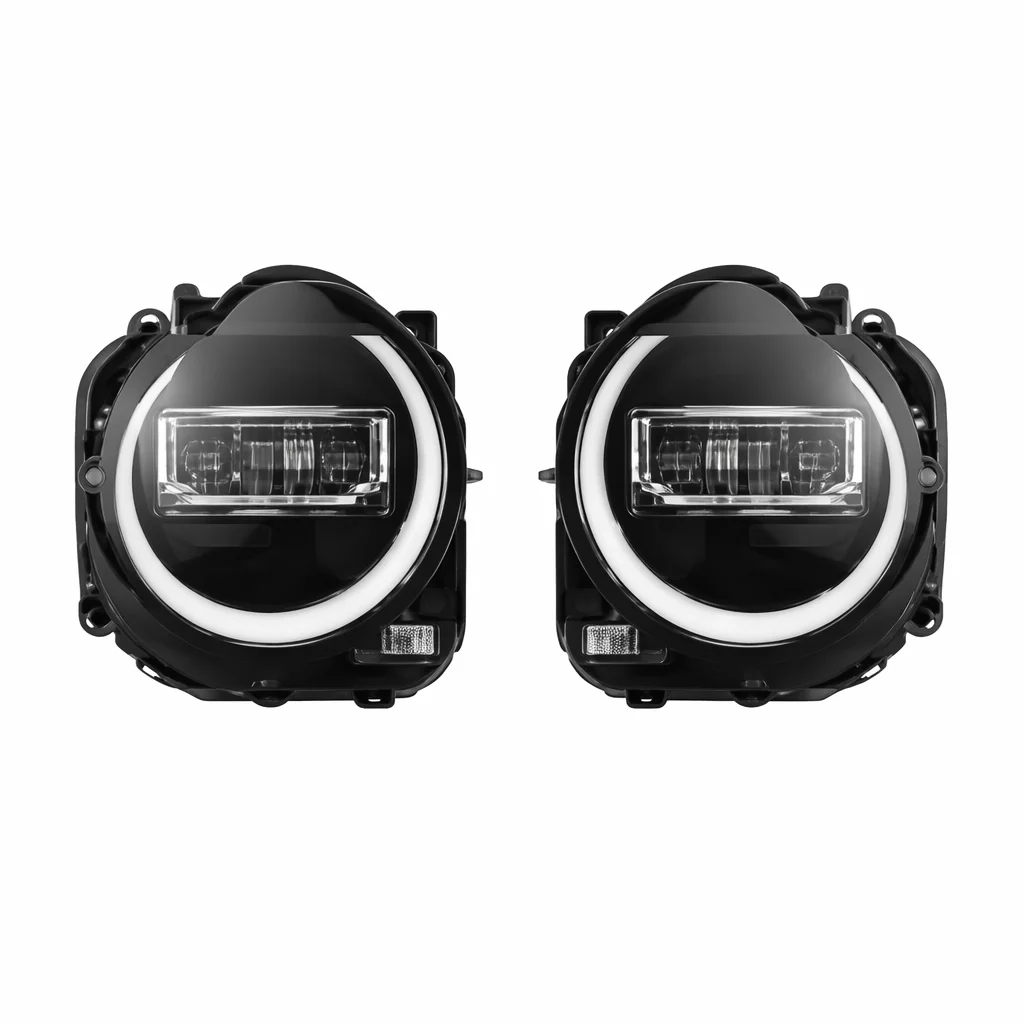 LED Headlight Assembly for Jeep Renegade 2019-2024 Modified DRL Projector Black Housing Front Light Upgrade