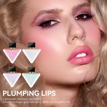 New Design Triangle Lip Plumping Base Makeup Lip Gloss Transparent Liquid Lipstick Makeup  Shimmer Waterproof Lip Gloss