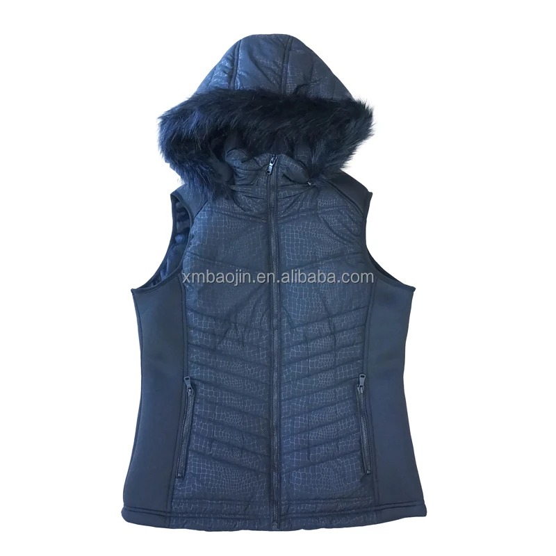 ladies vest with fur hood