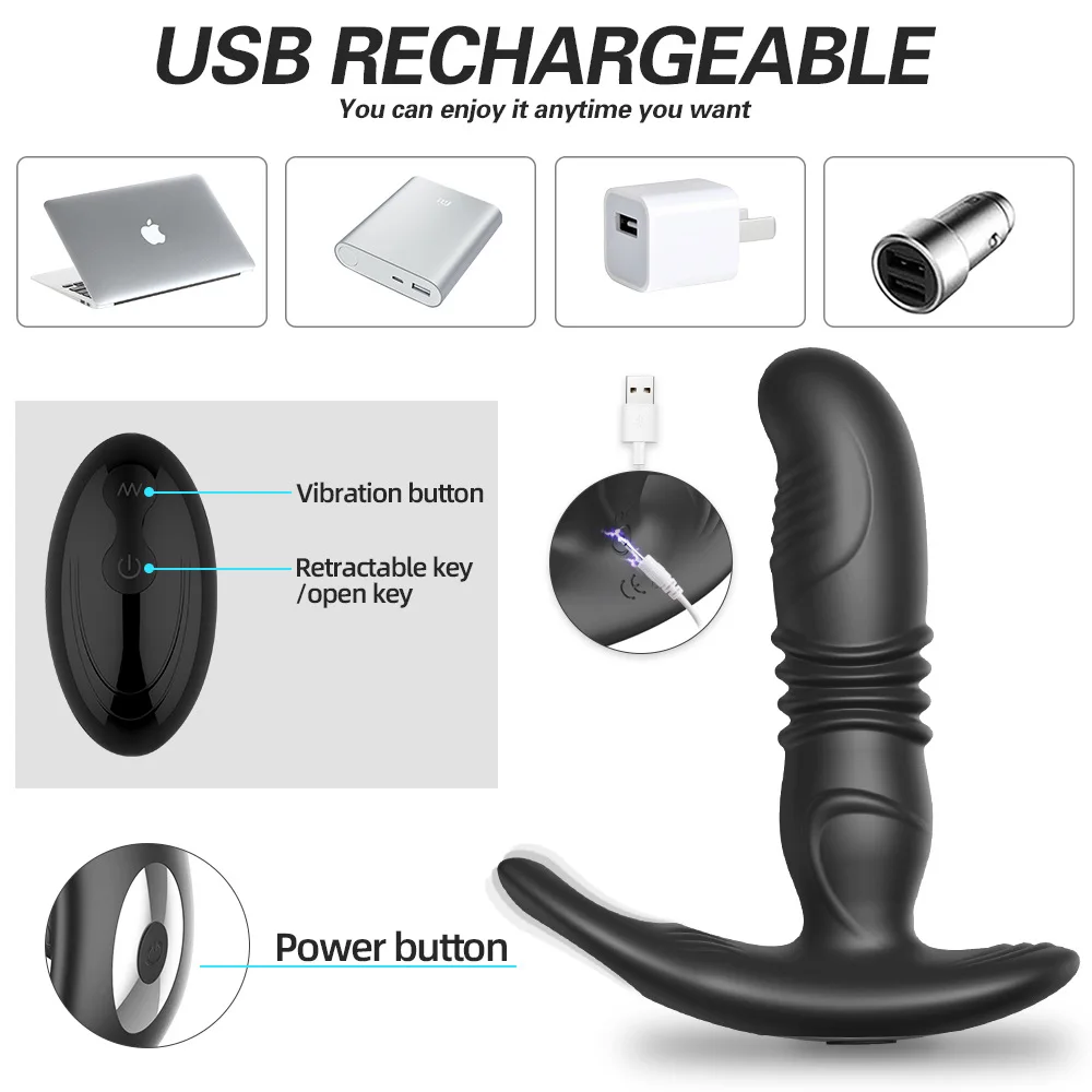 Analer Vibrator mit Stofunktion, Prostata-Massagegert, Doppelmotoren,  Analplug-Spielzeug, Fernbedienung, vibrierendes Prostata-Massagegert mit  Penisring